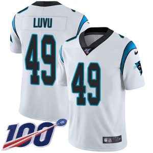 Comfortable Stylish Panthers #49 Frankie Luvu White Youth Stitched NFL 100th Season Vapor Untouchable Limited Jersey for True Fans