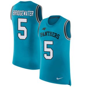 Gorgeous High Quality Eye   catching Panthers #5 Teddy Bridgewater Blue Alternate Men's Stitched NFL Limited Rush Tank Top Jersey to Boost Team Spirit