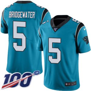 Exclusive Exquisite Panthers #5 Teddy Bridgewater Blue Men's Stitched NFL Limited Rush 100th Season Jersey for a Memorable Fan Moment