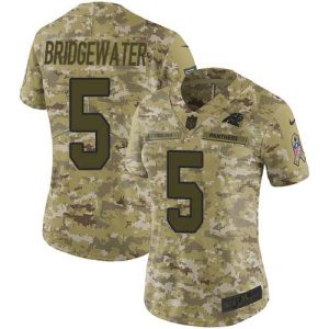 Fashionable Elegant Sturdy Panthers #5 Teddy Bridgewater Camo Women's Stitched NFL Limited 2018 Salute To Service Jersey to Elevate Your Game Day Look