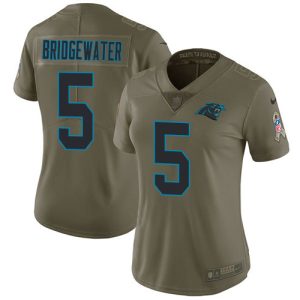 Gorgeous Impressive Authentic Panthers #5 Teddy Bridgewater Olive Women's Stitched NFL Limited 2017 Salute To Service Jersey for a Memorable Fan Moment