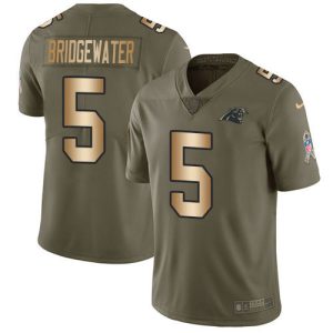 Stunning Sturdy Panthers #5 Teddy Bridgewater Olive/Gold Men's Stitched NFL Limited 2017 Salute To Service Jersey to Stand Out in the Crowd