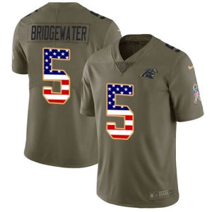 Distinctive Elegant Smart Panthers #5 Teddy Bridgewater Olive/USA Flag Men's Stitched NFL Limited 2017 Salute To Service Jersey for a Memorable Fan Moment