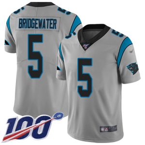 Handsome Exclusive Comfortable Panthers #5 Teddy Bridgewater Silver Men's Stitched NFL Limited Inverted Legend 100th Season Jersey to Boost Team Spirit