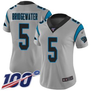 Fashionable Impressive Panthers #5 Teddy Bridgewater Silver Women's Stitched NFL Limited Inverted Legend 100th Season Jersey to Stand Out in the Crowd