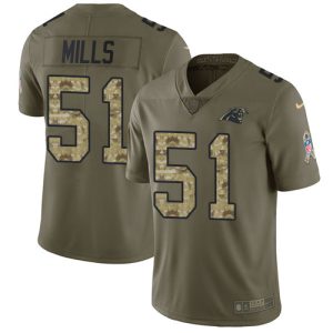 Outstanding Graceful Panthers #51 Sam Mills Olive/Camo Youth Stitched NFL Limited 2017 Salute to Service Jersey to Boost Team Spirit