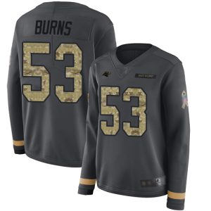 Superb Dashing Alluring Panthers #53 Brian Burns Anthracite Salute to Service Women's Stitched NFL Limited Therma Long Sleeve Jersey to Boost Team Spirit