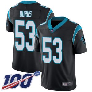 Fantastic Alluring Panthers #53 Brian Burns Black Team Color Men's Stitched NFL 100th Season Vapor Limited Jersey for Game Day