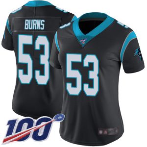 Stunning Stylish Eye   catching Panthers #53 Brian Burns Black Team Color Women's Stitched NFL 100th Season Vapor Limited Jersey for True Fans