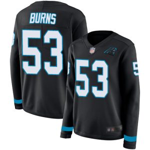 Comfortable Fashionable Exclusive Panthers #53 Brian Burns Black Team Color Women's Stitched NFL Limited Therma Long Sleeve Jersey to Show Your Support