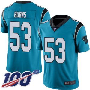 Gorgeous Distinctive Panthers #53 Brian Burns Blue Men's Stitched NFL Limited Rush 100th Season Jersey to Show Your Support