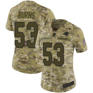 High Quality Graceful Panthers #53 Brian Burns Camo Women's Stitched NFL Limited 2018 Salute to Service Jersey for the Ultimate Fan Experience