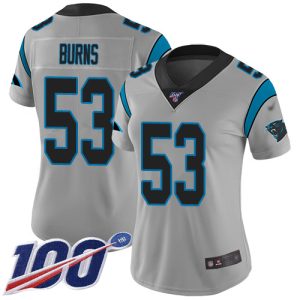 Sturdy Fabulous Marvelous Panthers #53 Brian Burns Silver Women's Stitched NFL Limited Inverted Legend 100th Season Jersey to Boost Team Spirit