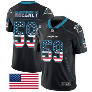 Exclusive Vibrant Panthers #59 Luke Kuechly Black Men's Stitched NFL Limited Rush USA Flag Jersey for a Memorable Fan Moment
