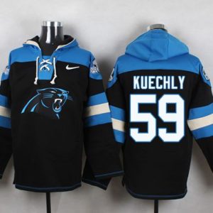 Cozy Modern Sleek Panthers #59 Luke Kuechly Black Player Pullover NFL Hoodie for a Memorable Fan Moment