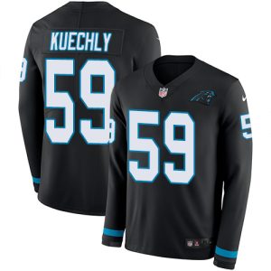 Cozy Trendy Gorgeous Panthers #59 Luke Kuechly Black Team Color Youth Stitched NFL Limited Therma Long Sleeve Jersey for True Fans