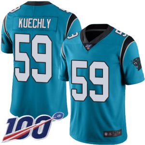 Fashionable Outstanding Fabulous Panthers #59 Luke Kuechly Blue Alternate Youth Stitched NFL 100th Season Vapor Limited Jersey for an Unforgettable Season