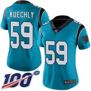 Impressive Fashionable Superb Comfortable Panthers #59 Luke Kuechly Blue Women's Stitched NFL Limited Rush 100th Season Jersey to Elevate Your Game Day Look