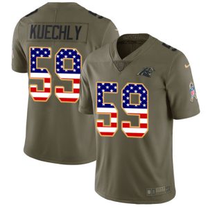 Impressive Classic Stylish Sturdy Panthers #59 Luke Kuechly Olive/USA Flag Youth Stitched NFL Limited 2017 Salute to Service Jersey to Boost Team Spirit