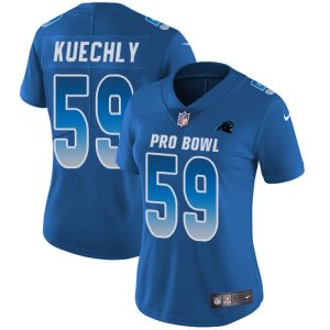 Stunning Authentic Panthers #59 Luke Kuechly Royal Women's Stitched NFL Limited NFC 2019 Pro Bowl Jersey to Elevate Your Game Day Look
