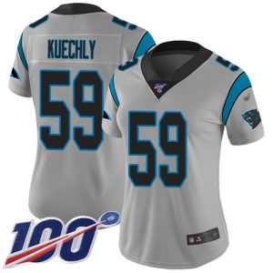 Vibrant Stunning Panthers #59 Luke Kuechly Silver Women's Stitched NFL Limited Inverted Legend 100th Season Jersey to Stand Out in the Crowd