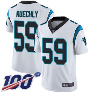 Marvelous Gorgeous Panthers #59 Luke Kuechly White Men's Stitched NFL 100th Season Vapor Limited Jersey for a Memorable Fan Moment