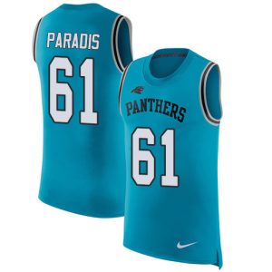 Distinctive Marvelous Cozy Superb Panthers #61 Matt Paradis Blue Alternate Men's Stitched NFL Limited Rush Tank Top Jersey to Elevate Your Game Day Look