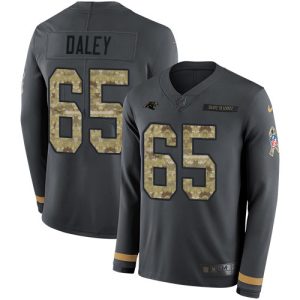Impressive Comfortable Premium Panthers #65 Dennis Daley Anthracite Salute to Service Men's Stitched NFL Limited Therma Long Sleeve Jersey for the Ultimate Fan Experience