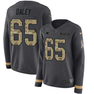 Exquisite Sleek High Quality Gorgeous Panthers #65 Dennis Daley Anthracite Salute to Service Women's Stitched NFL Limited Therma Long Sleeve Jersey for True Fans