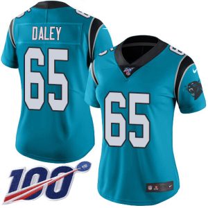 Fabulous Impressive Authentic Dashing Panthers #65 Dennis Daley Blue Women's Stitched NFL Limited Rush 100th Season Jersey for a Stylish Sporting Appearance