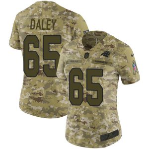 Smart Chic Fashionable Alluring Panthers #65 Dennis Daley Camo Women's Stitched NFL Limited 2018 Salute To Service Jersey to Stand Out in the Crowd