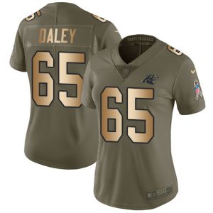 High Quality Smart Panthers #65 Dennis Daley Olive/Gold Women's Stitched NFL Limited 2017 Salute To Service Jersey for True Fans