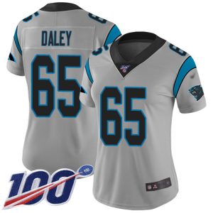 Unique Luxurious Trendy Panthers #65 Dennis Daley Silver Women's Stitched NFL Limited Inverted Legend 100th Season Jersey for a Stylish Sporting Appearance