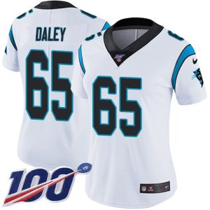 Alluring Exquisite Panthers #65 Dennis Daley White Women's Stitched NFL 100th Season Vapor Untouchable Limited Jersey for True Fans