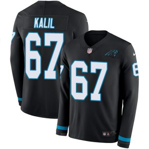 Fabulous Graceful Stunning Panthers #67 Ryan Kalil Black Team Color Men's Stitched NFL Limited Therma Long Sleeve Jersey for True Fans