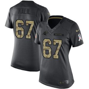 High Quality Elegant Panthers #67 Ryan Kalil Black Women's Stitched NFL Limited 2016 Salute to Service Jersey to Elevate Your Game Day Look
