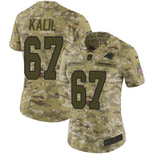Eye   catching Luxurious Sturdy Fashionable Panthers #67 Ryan Kalil Camo Women's Stitched NFL Limited 2018 Salute to Service Jersey to Stand Out in the Crowd
