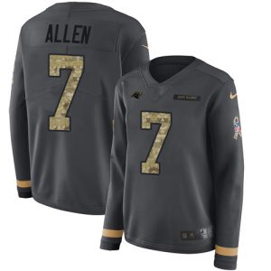 Vibrant Elegant Authentic Panthers #7 Kyle Allen Anthracite Salute to Service Women's Stitched NFL Limited Therma Long Sleeve Jersey for an Unforgettable Season