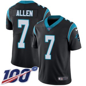 Stunning Alluring Chic Classic Panthers #7 Kyle Allen Black Team Color Youth Stitched NFL 100th Season Vapor Limited Jersey for a Stylish Sporting Appearance