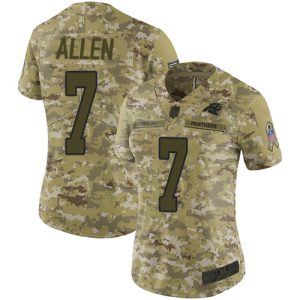 Luxurious Graceful Panthers #7 Kyle Allen Camo Women's Stitched NFL Limited 2018 Salute to Service Jersey for a Memorable Fan Moment
