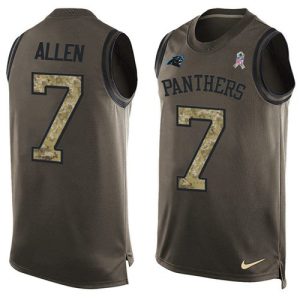 Classic Stunning Unique Attractive Panthers #7 Kyle Allen Green Men's Stitched NFL Limited Salute To Service Tank Top Jersey for the Ultimate Fan Experience