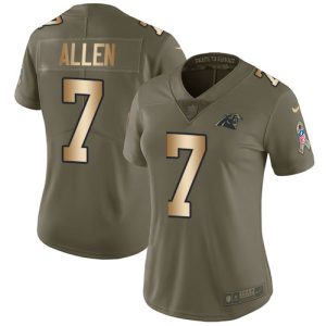 Impressive Fashionable Authentic Exclusive Panthers #7 Kyle Allen Olive/Gold Women's Stitched NFL Limited 2017 Salute to Service Jersey to Show Your Support