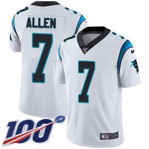 Handsome Distinctive Impressive Fashionable Panthers #7 Kyle Allen White Youth Stitched NFL 100th Season Vapor Limited Jersey for an Unforgettable Season