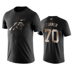 Chic Outstanding Stunning Cozy Panthers #70 Trai Turner Black NFL Black Golden 100th Season T-Shirts for an Unforgettable Season