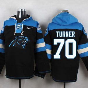 Sturdy Chic Panthers #70 Trai Turner Black Player Pullover NFL Hoodie for a Stylish Sporting Appearance
