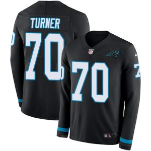 Elegant Exclusive Classic Panthers #70 Trai Turner Black Team Color Men's Stitched NFL Limited Therma Long Sleeve Jersey for a Stylish Sporting Appearance