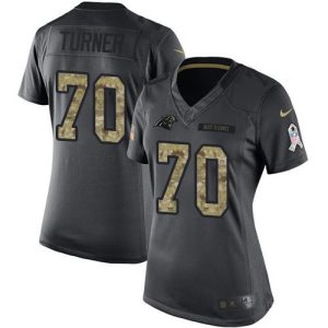 High Quality Fabulous Handsome Panthers #70 Trai Turner Black Women's Stitched NFL Limited 2016 Salute to Service Jersey for a Stylish Sporting Appearance