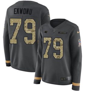 Luxurious Graceful Eye   catching Panthers #79 Ikem Ekwonu Anthracite Salute to Service Women's Stitched NFL Limited Therma Long Sleeve Jersey for the Ultimate Fan Experience