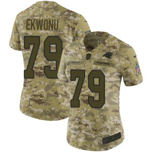 Vibrant Authentic Panthers #79 Ikem Ekwonu Camo Women's Stitched NFL Limited 2018 Salute To Service Jersey for True Fans