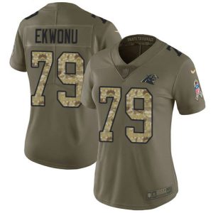 Eye   catching Smart Panthers #79 Ikem Ekwonu Olive/Camo Women's Stitched NFL Limited 2017 Salute To Service Jersey for Game Day